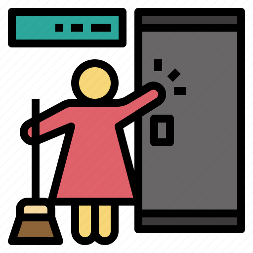 Housekeeper, cleaner, maid, servant, hotel, room, service icon - Download on Iconfinder