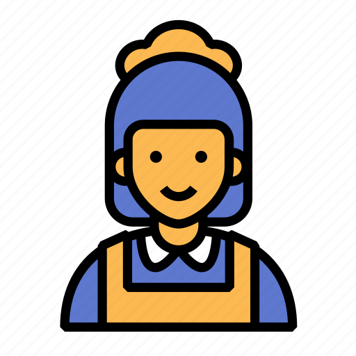 Maid, cleaner, housekeeper, hotel, lady, profession, service icon - Download on Iconfinder