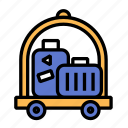 bellhop, hotel, luggage, baggage, doorman, carriage, cart 