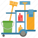 cleaning, cart, detergent, housekeeping, maid, clean