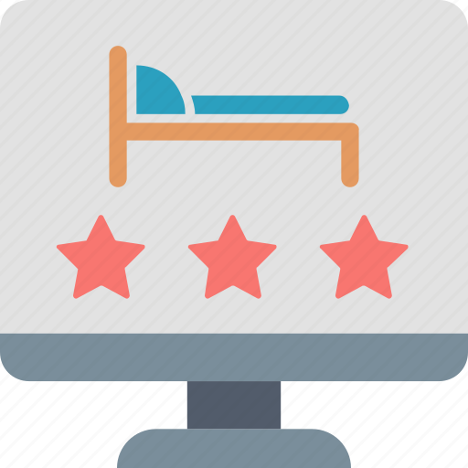 Online, reservation, bed, booking, computer, internet, stars icon - Download on Iconfinder