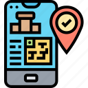 mobile, check, destination, location, place