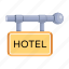 hotel sign, hotel signboard, hanging board, hotel signage, hotel board, vector 