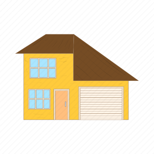 Architecture, cartoon, estate, garage, home, house, residential icon - Download on Iconfinder