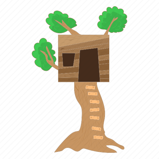 Cartoon, house, nature, outdoor, playhouse, tree, wood icon - Download on Iconfinder