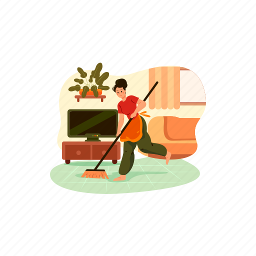 House, clean, home, room, tidy, apartment, housekeeper illustration - Download on Iconfinder