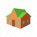 architecture, cartoon, estate, green, home, house, red