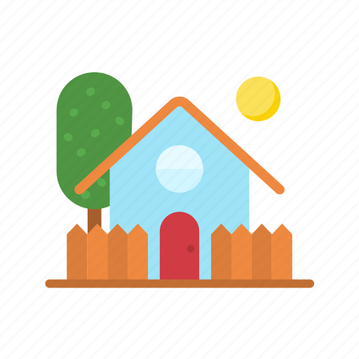 - house with fence, fence, barrier, garden, boundary, safety, security icon - Download on Iconfinder