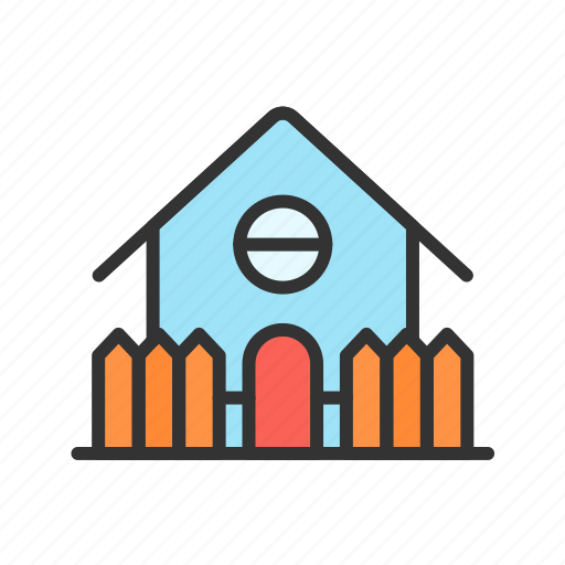 - house with fence, fence, barrier, garden, boundary, safety, security icon - Download on Iconfinder