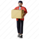 lift up box, carry, box, package, courier, man, human activity, diversity character, family