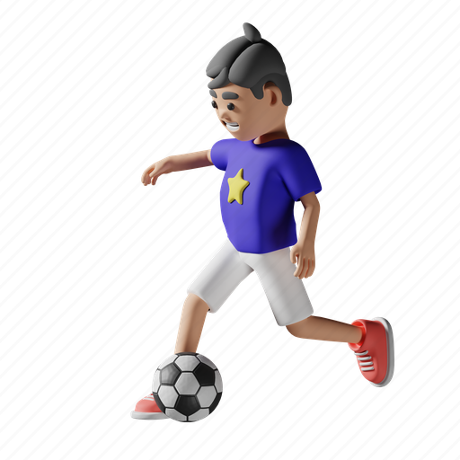 Boy play football, playing, football, soccer, boy, kid, human activity 3D illustration - Download on Iconfinder