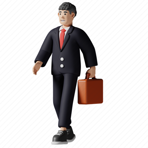 Go to work, businessman, working, business, man, employee, human activity 3D illustration - Download on Iconfinder