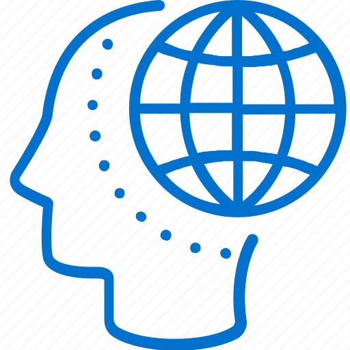 Expand, global, globe, head, mind, thinking, world icon - Download on Iconfinder