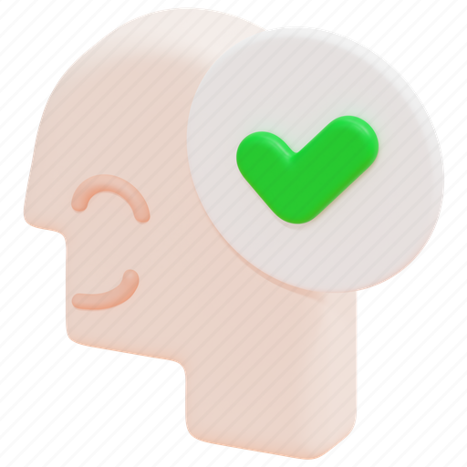 Approved, approve, mind, emotion, psychology, thinking, head 3D illustration - Download on Iconfinder