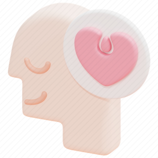 In, love, mind, emotion, psychology, thinking, head 3D illustration - Download on Iconfinder