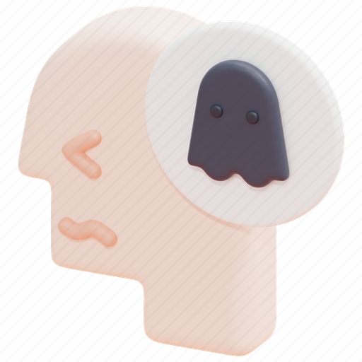 Scared, fear, mind, emotion, psychology, thinking, head 3D illustration - Download on Iconfinder
