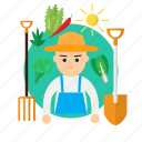 agriculture, avatar, farmer, house, nature, profession, vegetables