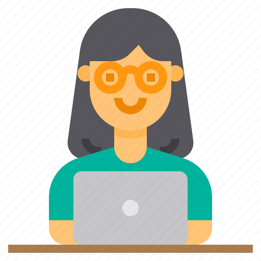 Computer, employee, laptop, woman, worker icon - Download on Iconfinder