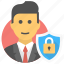businessman, protection shield, secure user, shield, user 
