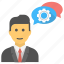 chat support, cog, customer support, speech bubble, user 