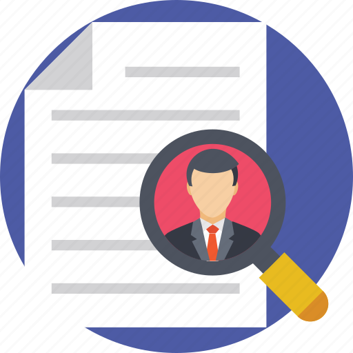 Hiring, interview, magnifying glass, recruitment, resume icon - Download on Iconfinder
