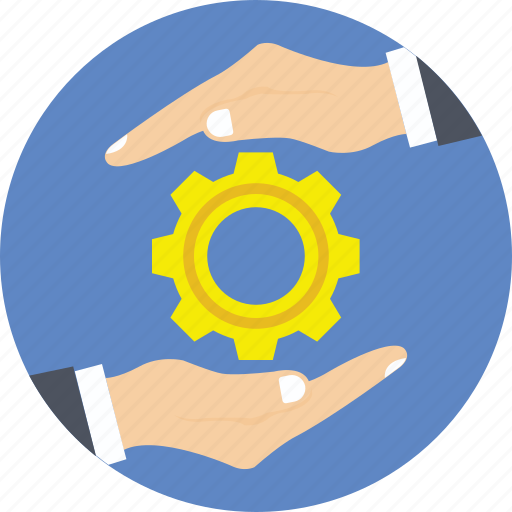 Cog, cogwheel, hand, management, settings icon - Download on Iconfinder