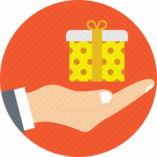 Gift, gift box, hand, holding gift, present icon - Download on Iconfinder