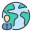 earth, globe, location, man, online, person, user 