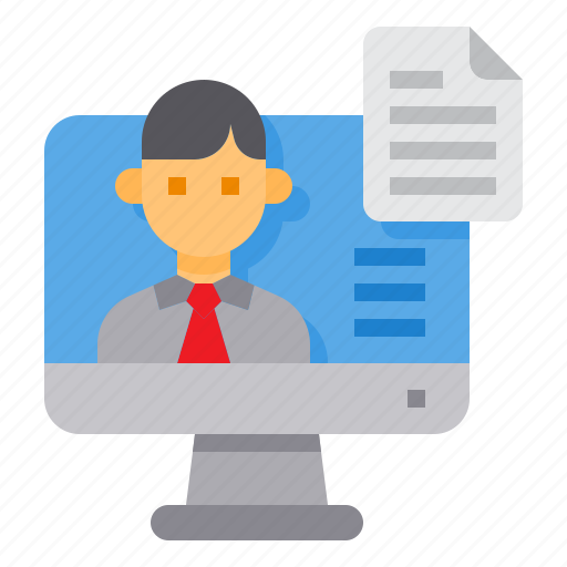 Businessman, computer, paper, portfolio, resume icon - Download on Iconfinder