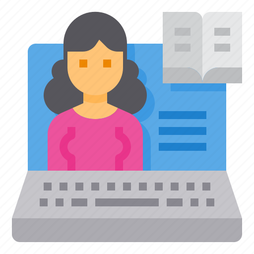 Book, business, education, laptop, study, woman icon - Download on Iconfinder