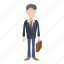 briefcase, brown, business, businessman, cartoon, man, person 