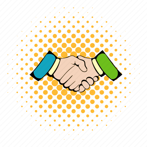 Comics, contract, deal, hand, handshake, meeting, success icon - Download on Iconfinder