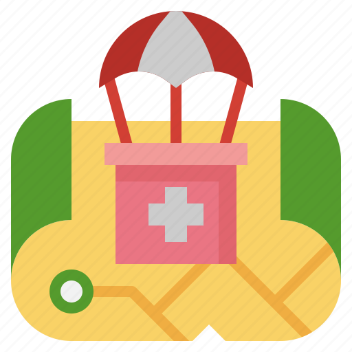 Chute, healthcare, humanitarian, map, medical, parcel, supply icon - Download on Iconfinder