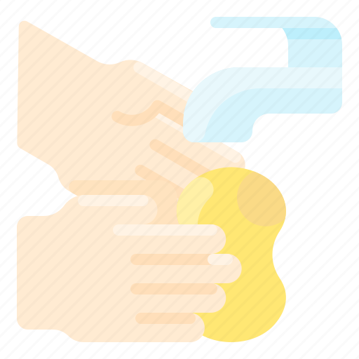 Clean, faucet, hand, hygiene, sponge, washing icon - Download on Iconfinder