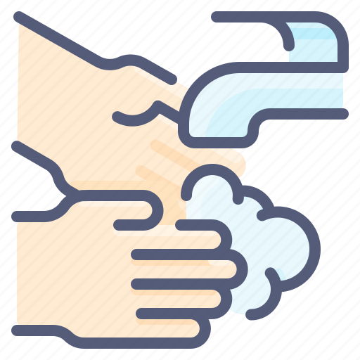 Faucet, foam, hand, hygiene, soap, washing, water icon - Download on Iconfinder