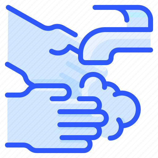 Faucet, foam, hand, hygiene, soap, washing, water icon - Download on Iconfinder