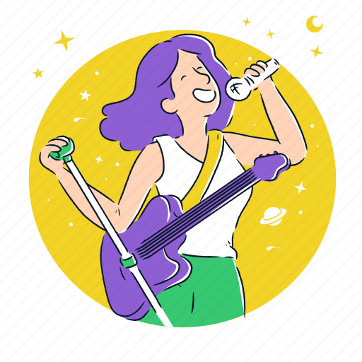 Singer, microphone, music, song, voice, instrument, guitar illustration - Download on Iconfinder
