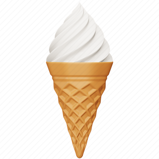 Cone, ice cream, food, sweet, dessert, summer, cream 3D illustration - Download on Iconfinder