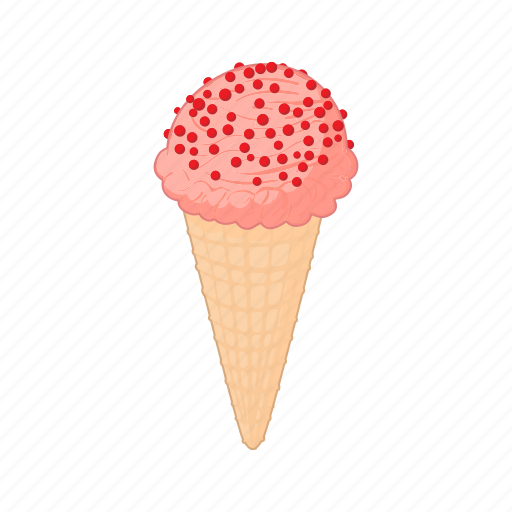 Cartoon, cold, cone, cream, dessert, strawberry, sweet icon - Download on Iconfinder