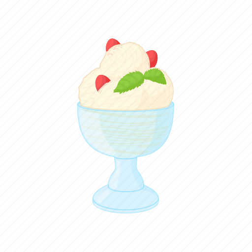 Bowl, cartoon, cherry, cream, dessert, mint, white icon - Download on Iconfinder
