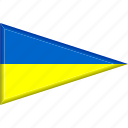 country, flag, national, pennant, triangle, ukraine