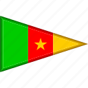 cameroon, country, flag, national, pennant, triangle 