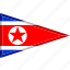 country, flag, national, north korea, pennant, triangle 