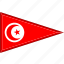 country, flag, national, pennant, triangle, tunisia 