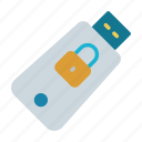 data, drive, padlock, security, storage, token, usb