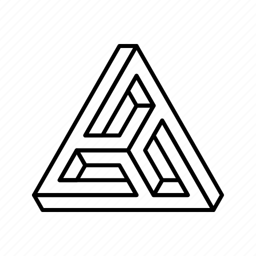 Escher, impossible object, impossible shape, impossible tribar, optical illusion, penrose, triangle icon - Download on Iconfinder