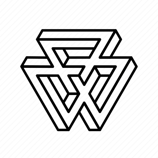 Escher, impossible object, impossible shape, impossible tribar, optical illusion, penrose, triangle icon - Download on Iconfinder