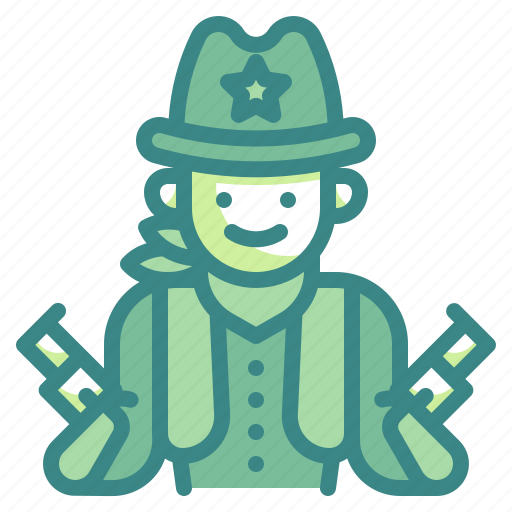 Cowboy, sheriff, gun, bandit, avatar icon - Download on Iconfinder
