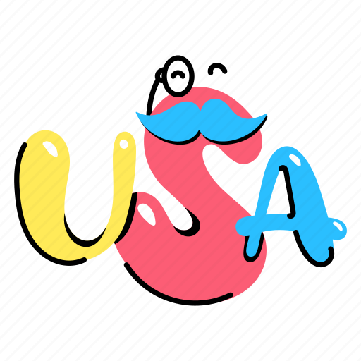 Usa, letters, alphabets, usa independence, typography sticker - Download on Iconfinder