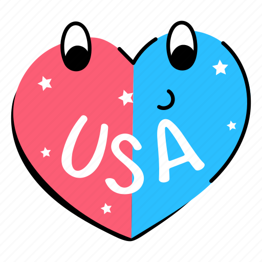 Usa heart, usa love, usa, usa independence, heart sticker - Download on Iconfinder